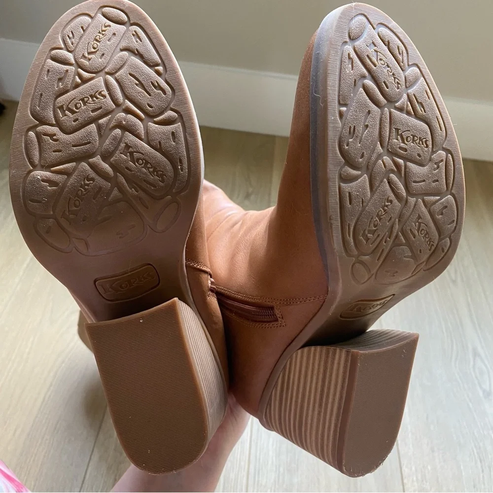 Korks Harley Brown Leather Knee-High Boots Size 8.5 Size Zip Kork Ease - Picture 10 of 10